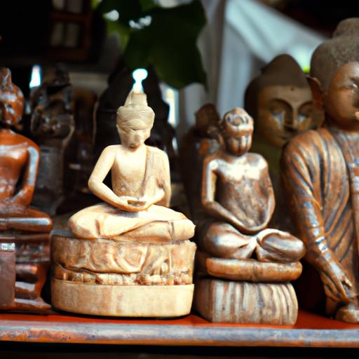 Bộ sưu tập tượng Phật trên nhiều loại đế gỗ hoa sen