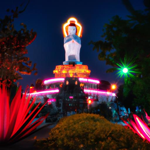 Tượng Phật Bà ở Tây Ninh lung linh ánh sáng đêm
