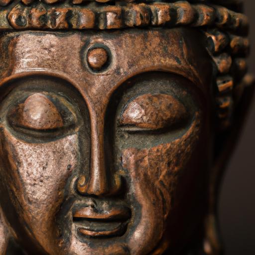 Gần cận về tượng Phật Di Lặc bằng đồng