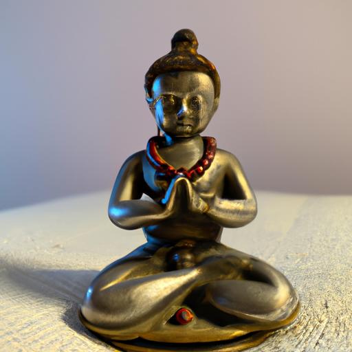 Tượng Phật Gỗ Mini với biểu cảm thanh tịnh và tay trong tư thế mudra.