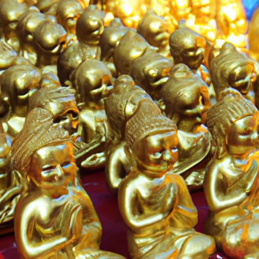 Đường hàng Tượng Phật Vàng cỡ nhỏ tại chợ